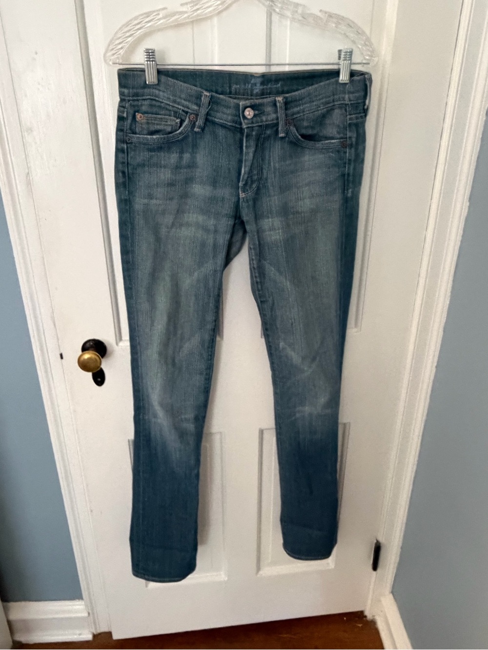 7 For All Mankind Straight Leg Size 27 Light Blue Denim Jeans